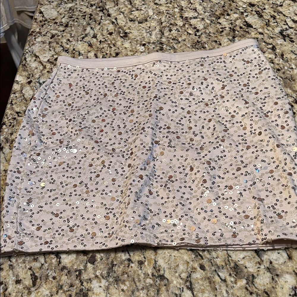 H&M Sparkling Sequin Beige Mini Skirt